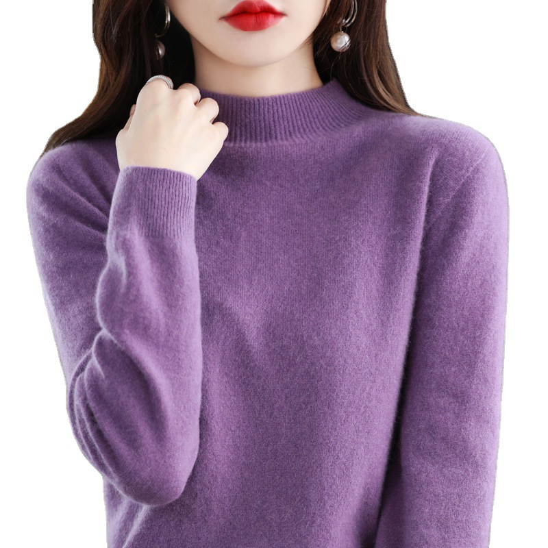 [The Same Style In The Mall] First-Line Ready-To-Wear Semi-Turtleneck Cashmere Sweater For Women 2022 Autumn/Winter Seamless Bottom Sweater Cashmere Sweater Item Picture