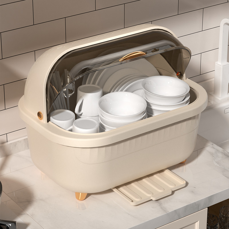 Nordic new kitchen floor type PP with cover cupboard Dustproof drains with cover large capacity bowl rack Dish rack 01012-8834 Specification drawing