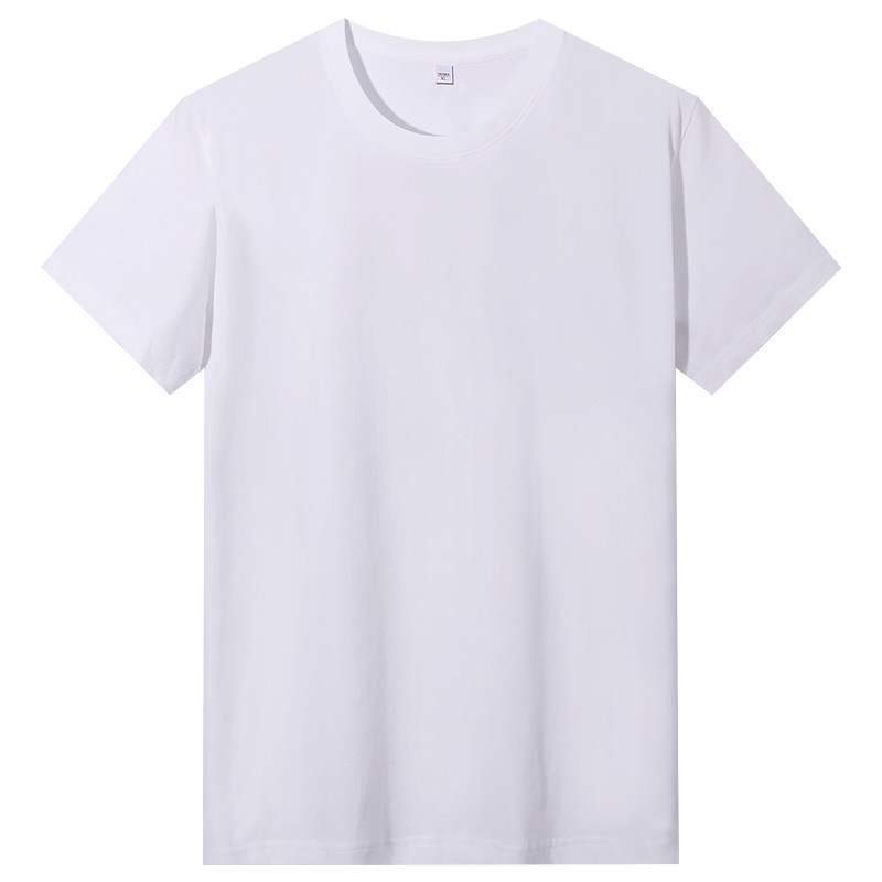 Wholesale 180-gram pure cotton short-sleeved T-shirts for both men and women in solid colors, simple and form-fitting basic round neck T-shirts and couple shirts Item Picture