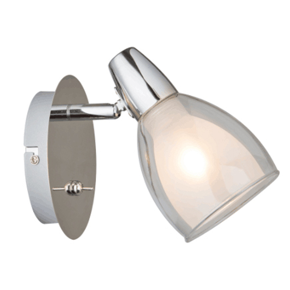 European standard 1-head spotlight, glass lampshade, GU10 lamp head, ceiling lamp, chrome stainless steel panel, hardware, living room ceiling