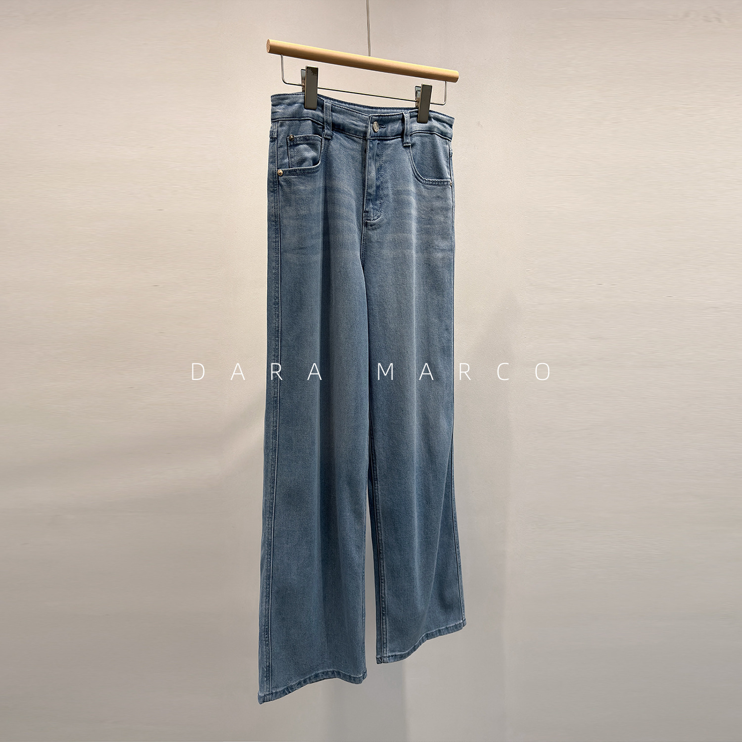 JU柔软~小禾家柜上2.8K/重工洗水轻薄阔腿直筒弹力牛仔裤女C54004