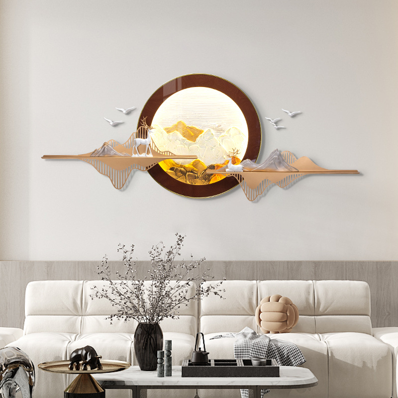 Fudiao home Decor, light luxury lighting decoration, ironwork, modern and simple living room, dining room, bedroom wall paintings, sofa background and wall decorations details Picture