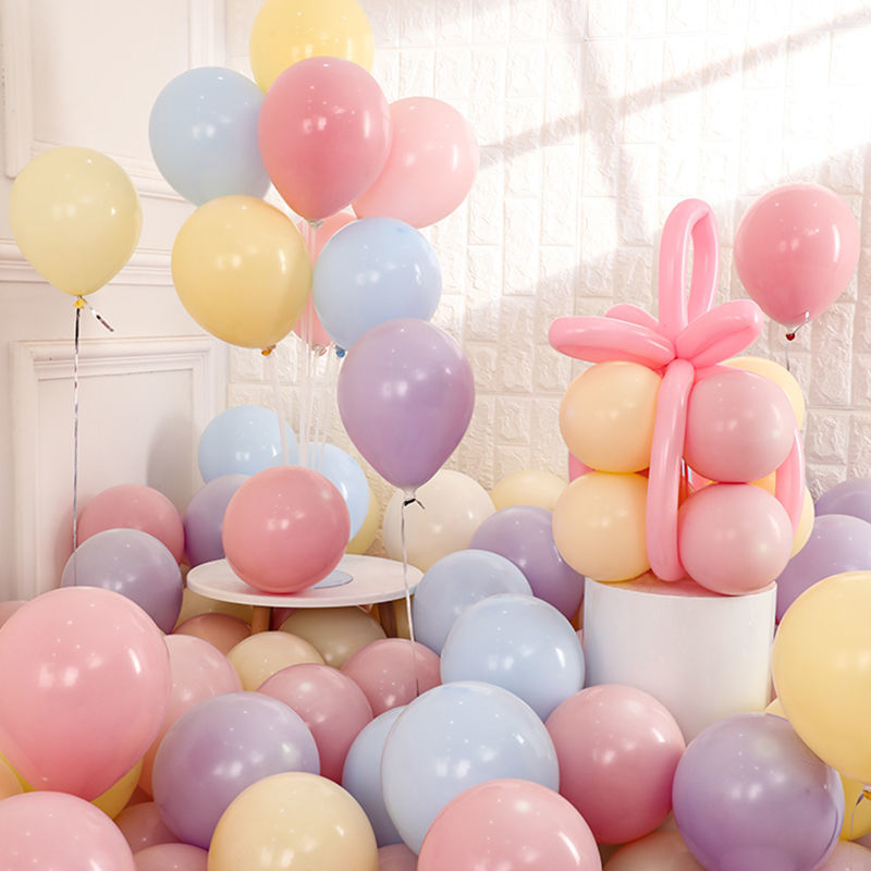 马卡龙气球儿童生日派对卡通装饰节日场景布置