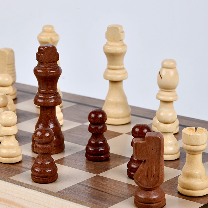 Cross Border Wooden Round Corner 2-In-1 Folding Chess Chess Quality Magnetic Chess Competitive Puzzle Toy Specification drawing