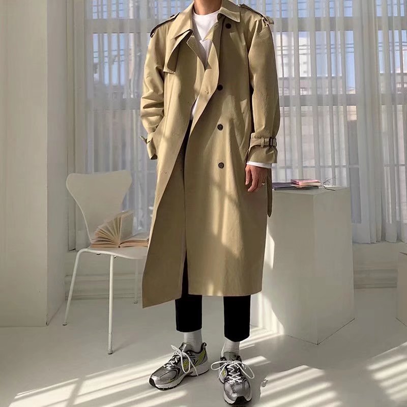 2022年秋季新款中长款宽松大衣男士时尚潮流风衣男式外套长款上衣