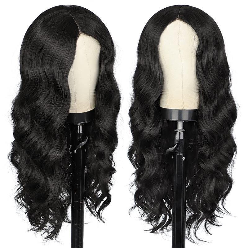 Amazon cross-border best-selling European and American wigs, African fashion mid-parted rose net long curly hair wigs factory stock Specification image