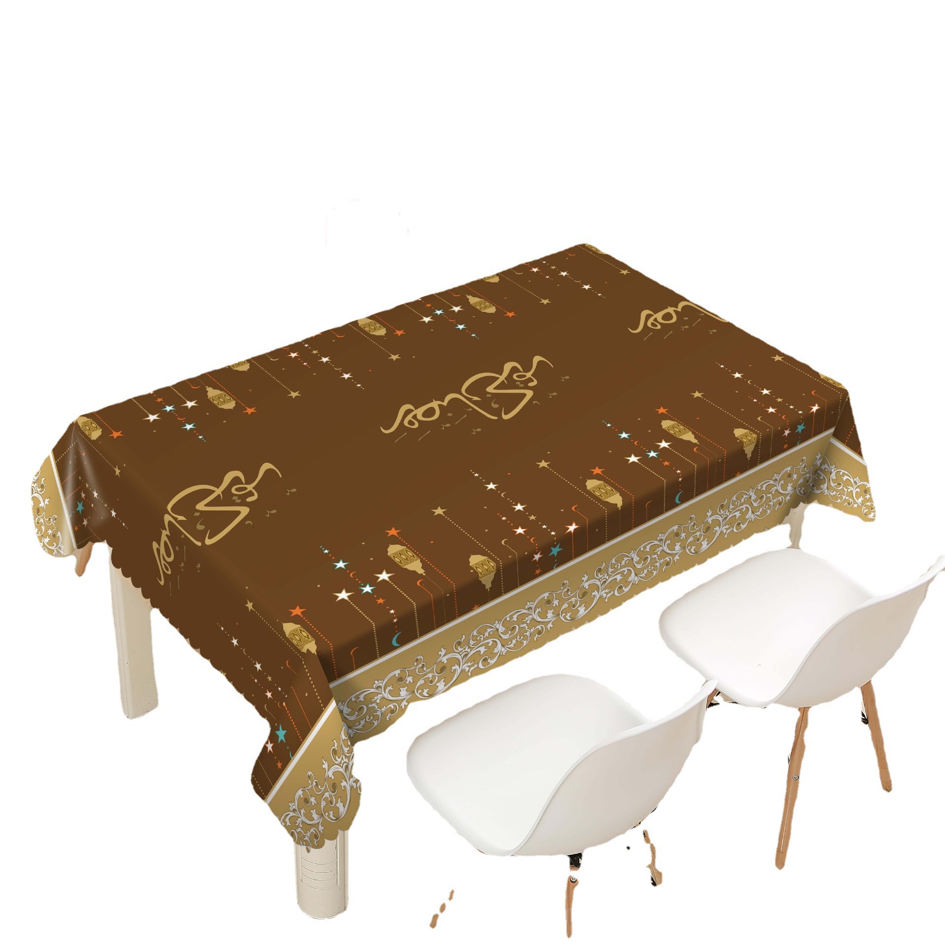 Womei modern, simple, creative, fashionable, elegant and high-end Chinese style plum blossom pattern rectangular tablecloth PVC waterproof, oil-proof, stain-proof and scratch-resistant tablecloth Item Picture