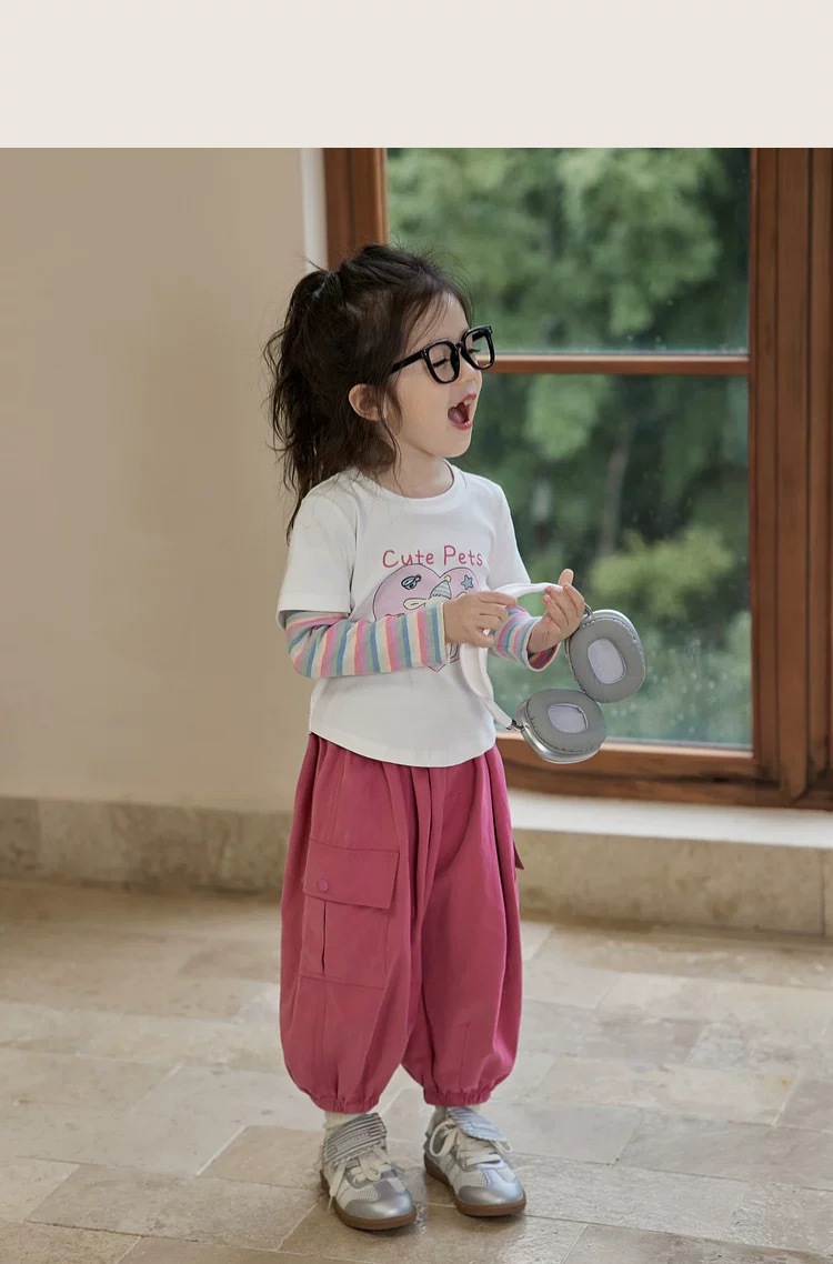 女童t恤2025春秋季韩版假两件卫衣a类儿童打底衫秋装长袖上衣童装详情2