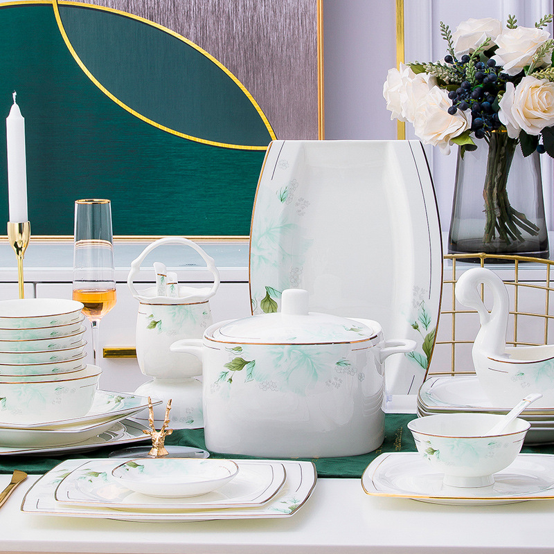 Dish Household Simple Gifts To Eat A Single Rice Bowl Jingdezhen Ceramic Bone China Tableware Bowl Dish Dish Chopsticks Combination Wholesale Specification drawing