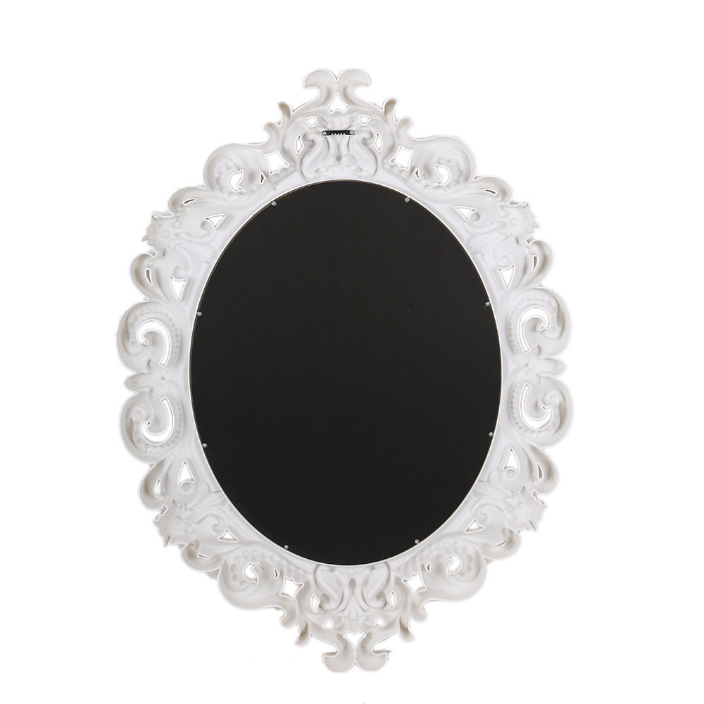 Factory direct supply, edge-wrapped oval European-style carved, retro and simple wall-mounted decoration, no need for drilling, embossed bathroom mirror Specification image