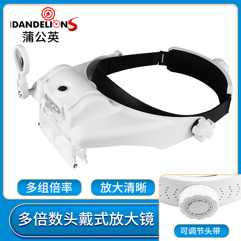 81000G眼镜式放大镜15种组合多倍数带灯阅读维修头戴式放大镜批发