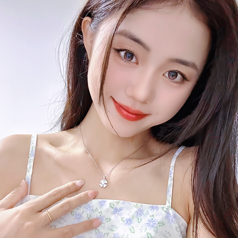 Korean Super Fairy Zircon Choker Sweet Niche Clavicle Chain Tide Light Luxury Necklace Korean Personality Four Leaf Petal Pendant Application Scenario