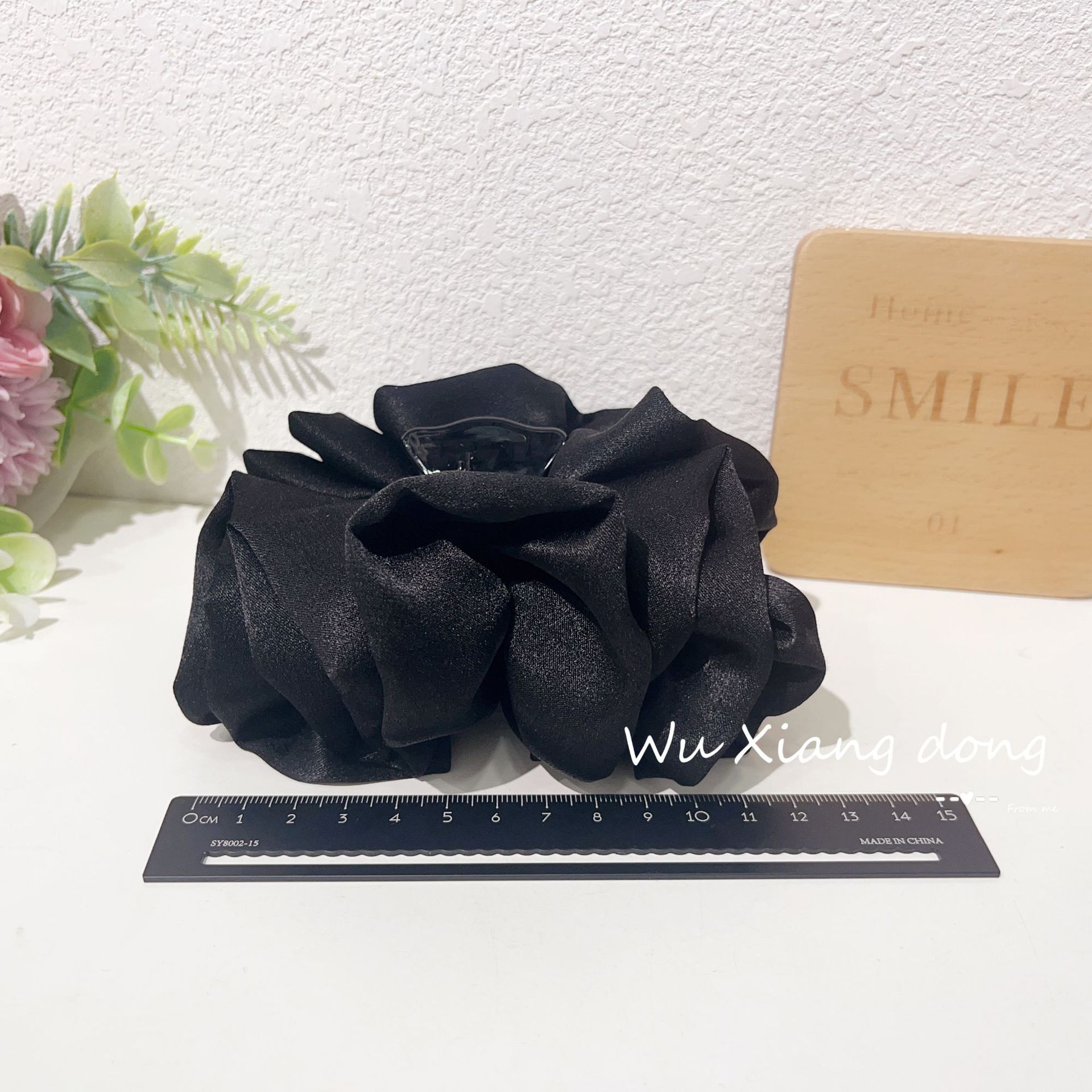Black French Vintage Solid Satin Oversized Hair Grab Pin Hair Clip Back Head Headwear Professional Korean Hair Accessories East