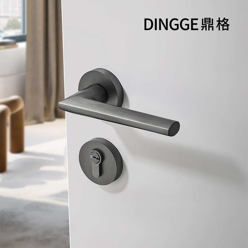 All Copper Matte Black Gray Indoor Light Luxury Separate Simple Bedroom Quiet Door American Handle Wood Door Lock Accessories Specification drawing