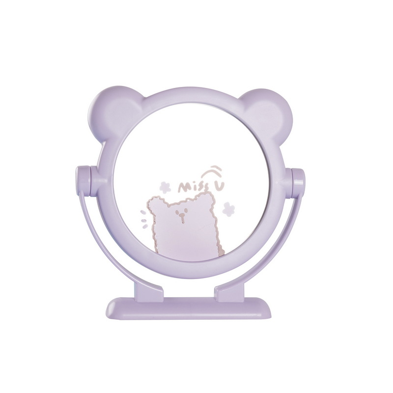 卡通印花台式化妆镜熊头创意桌面镜旋转可调式台镜糖果色双面镜详情图5