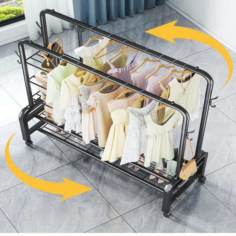 Tendedero colgador de piso colgador plegable para dormitorio dormitorio interior estudiante tendedero para el hogar ropa fresca poste chang yue Application Scenario