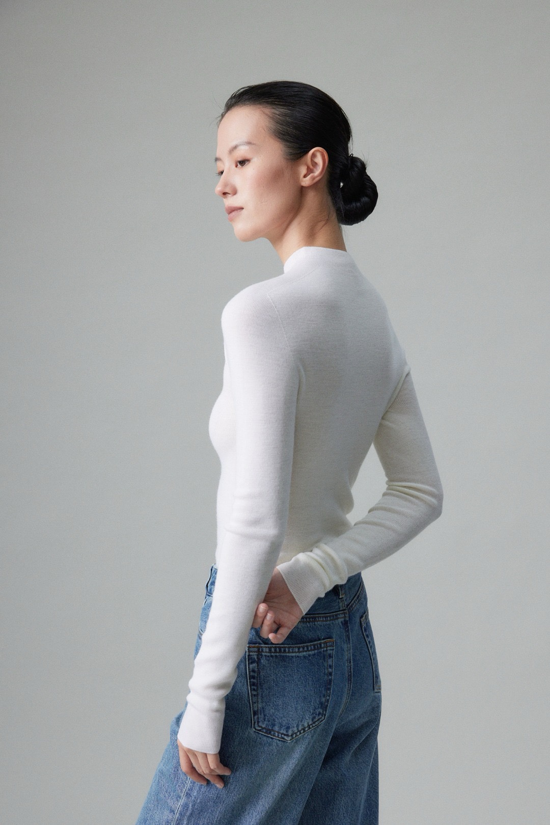 18-stitch Island Essence seamless one-piece ready-to-wear, 2-strand 60-count wool autumn and winter seamless semi-high neck knitted long-sleeved KW903 pic 5