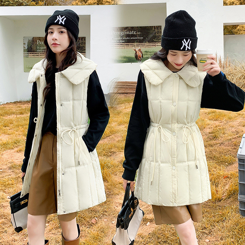Real Shot 2024 Down Cotton Women's Winter Fat Mm Thickened Warm Thin Waistcoat Cotton Coat Specification drawing