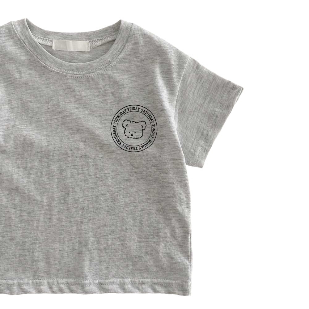 Summer Korean bear print T-shirt, ins style children's short-sleeved single T-shirt, small and medium-sized children's short-sleeved top, sports short-sleeved Item Picture