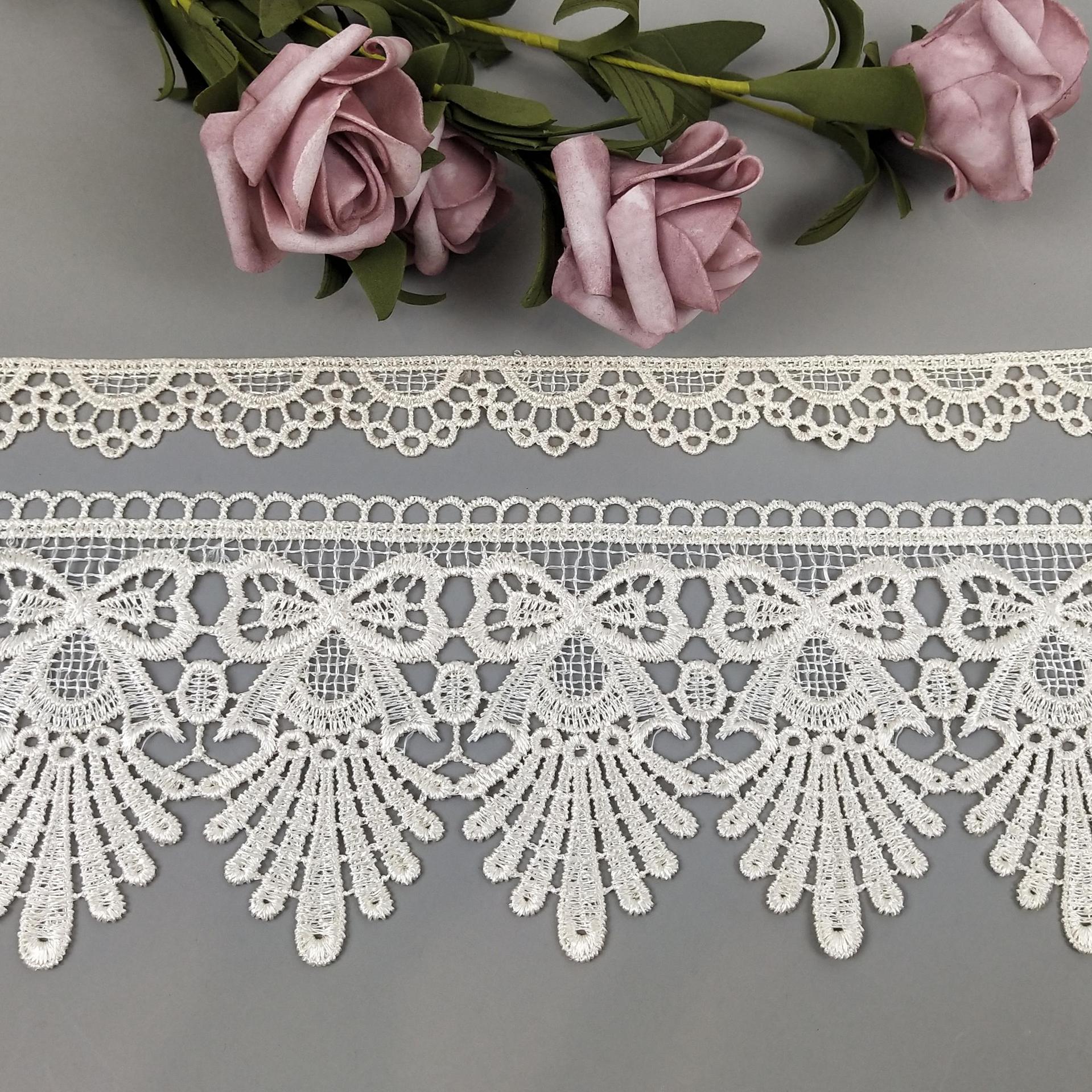 New beige water-soluble lace 10CM wide lace sofa cushion home textile fabric accessory Yue Bu You lace details Picture