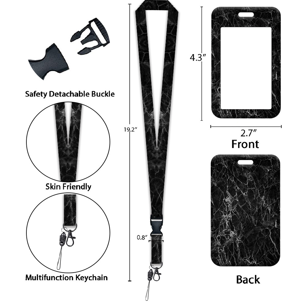 With Lanyard Hanging Neck Telescopic Buckle Uv Work License Set Employee Badge Badge Bus Card Set Brand Rice Specification drawing