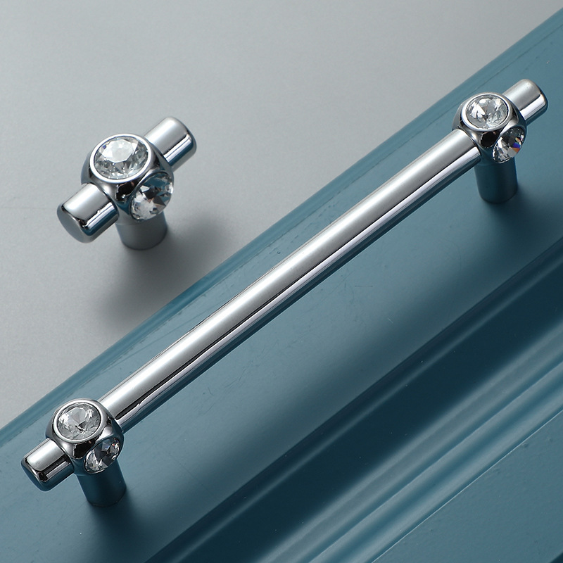 New high-end crystal diamond single-hole handle, light luxury cabinet door and drawer single-hole handle, European-style cabinet and wine cabinet handle Specification image