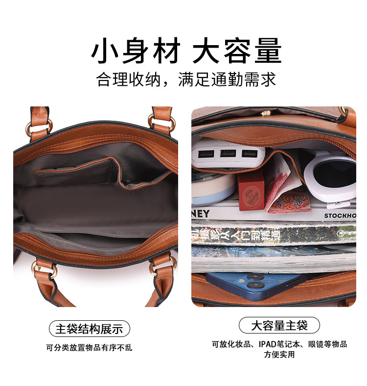 跨境bags包包妈咪包女新款休闲复古手提托特包时尚百搭单肩斜挎包详情36