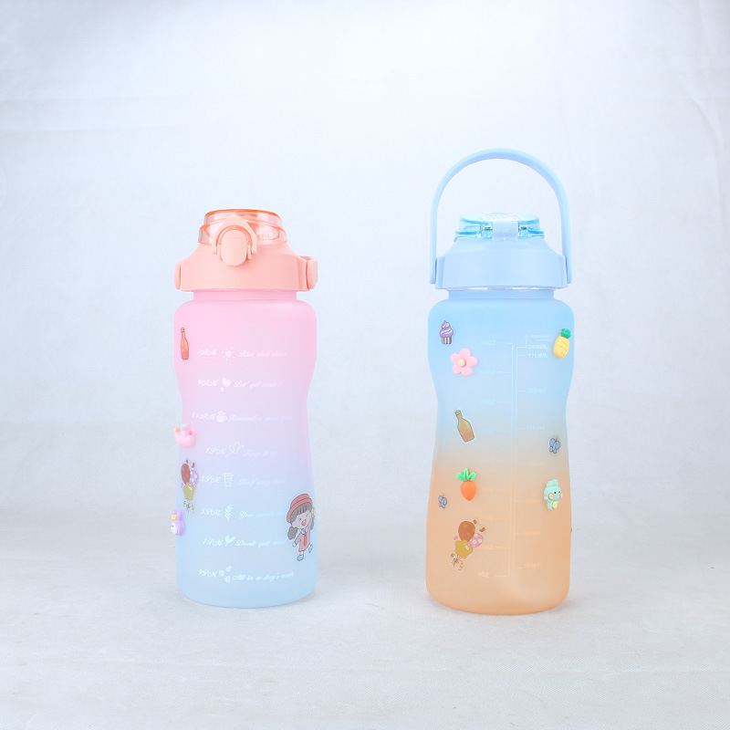 Large Capacity Foreign Trade Set Plastic Cup Strap Stickers Creative Internet Celebrity Personality Water Cup Break Resistant Korean Version Set Cup Item Picture