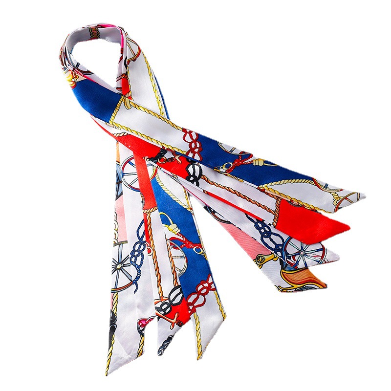Spot Silk Scarf Wholesale Long Diagonal Silk Scarf Scarf Streamer Belt Tie Bag Bow Small Silk Scarf Item Picture
