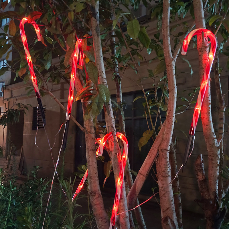 led圣诞节糖果手杖太阳能地插灯庭院花园装饰圣诞节拐杖地插彩灯详情图3