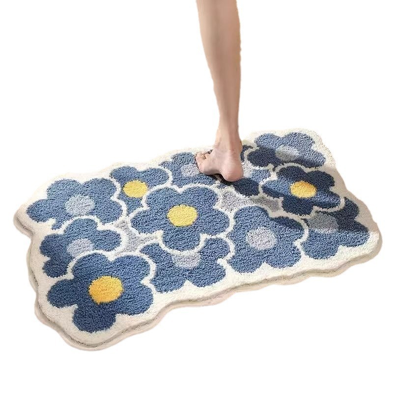 Foreign trade bathroom floor mat, bathroom door imitation cashmere water-absorbing anti-slip floor mat, household plush soft cross-border carpet Item Picture