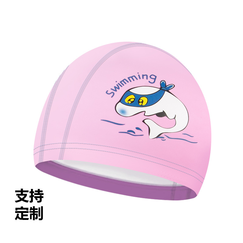 Children's Swimming Cap Manufacturers Spot Pu Boys And Girls Do Not Cut Head Ear Protection Cute Cartoon Swimming Baby Cap Pu Coating Item Picture