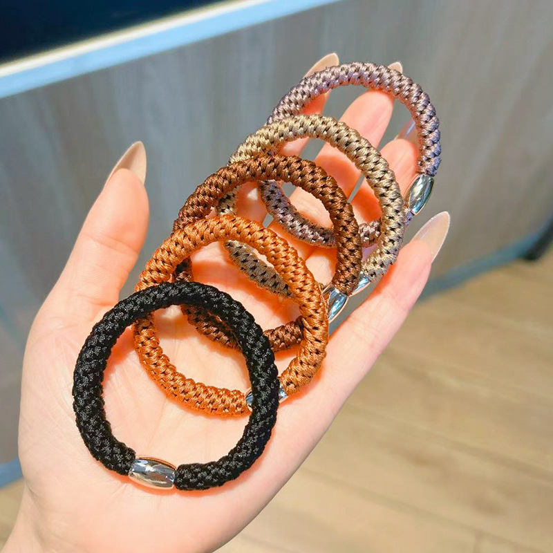 High-elasticity and durable hair band, 2025 new style leather band, women's hair tie, high ponytail, adult leather case, hair tie and headwear Specification image