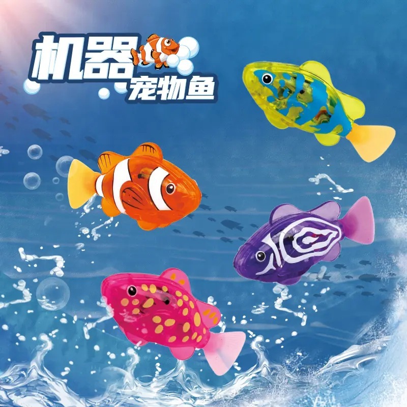Tiktok children's bath toys electric induction light fish pet fish 3-6 years old stall supply wholesale swimming fish light induction bath toys full figure