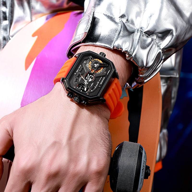 Cross-Border Explosive Large Dial Men's Watch Electronic Multi-Functional Sports Men's Glow-In-The-Dark Waterproof Personality New Men's Watch details Picture