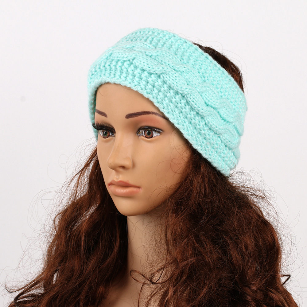 New winter fleece hair accessories, cross-border autumn and winter woolen knitted hair bands, European and American warm sports headbands, ear protecters pic 17