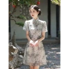 New Chinese-style cheongsam dress with a new look for young girls in 2024, short and petite style with floral prints for summer Specification image
