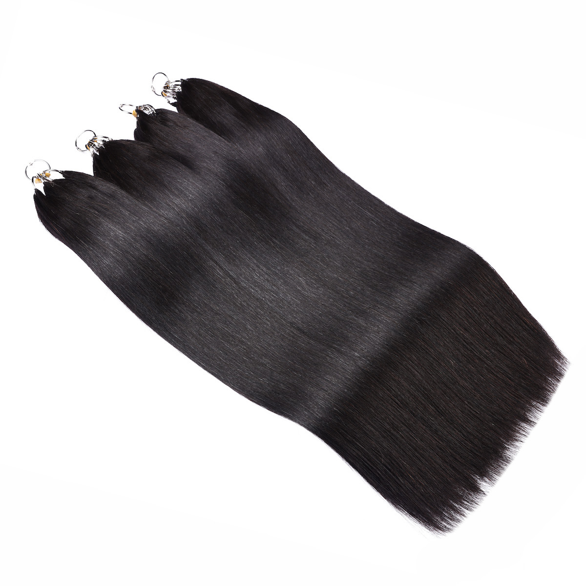 跨境定制假发真人发束二代羽毛新款双线无痕接发黑长直发微型接口