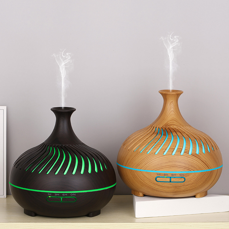 新款木纹加湿器香薰机遥控蓝牙音乐镂空七彩灯光