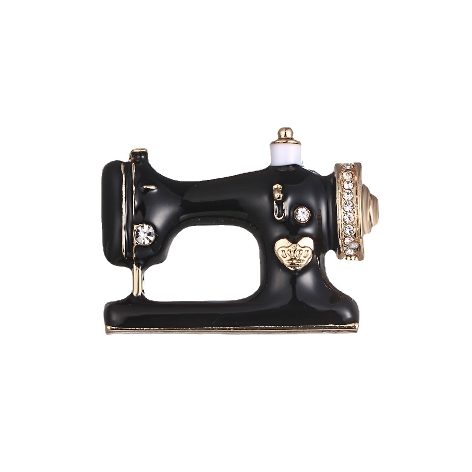 European and American retro clothing brooches, alloy diamond-encrusted sewing machines, brooches, women's corsages, wholesale and direct sales of Yiwu accessories Item Picture
