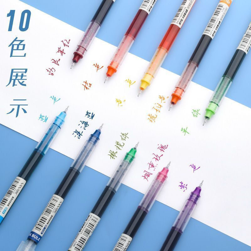 12色彩色直液式走珠笔中性笔0.5mm大容量多色速干直液式水笔顺滑详情5