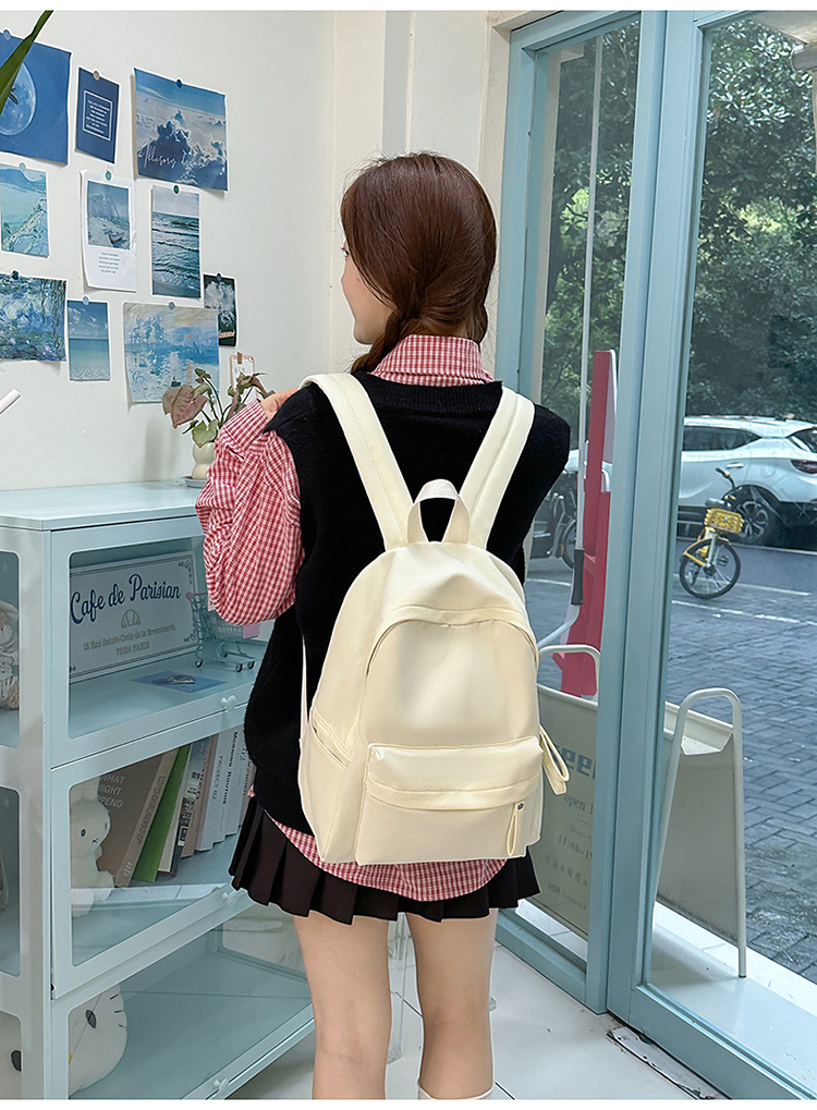 书包女ins 小清新高中生双肩包女纯色少女旅行背包男耐磨休闲背包详情23