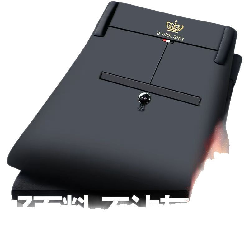 中老年男士春秋厚款免烫西装裤垂顺高弹力个性直筒垂感高档休闲裤白底实物图