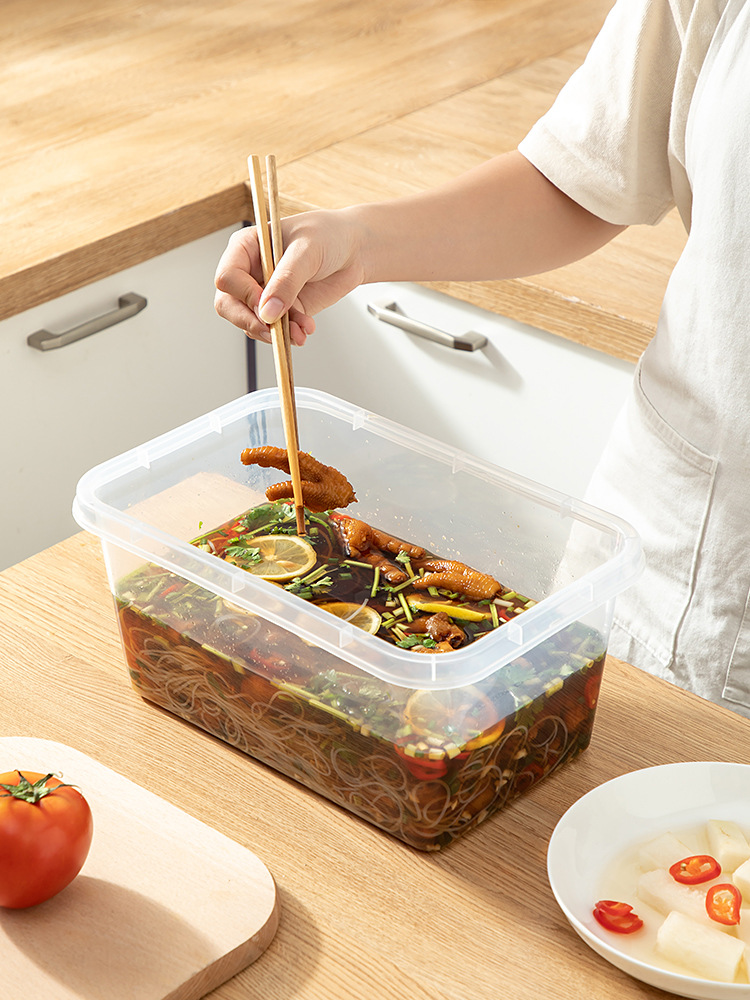 Large capacity food grade sealed pickles preservation box with cover pickles chicken feet raw pickle jar refrigerator storage box 01227-3418 Application Scenario