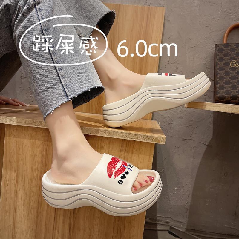 Wholesale of high-heeled, personalized, thick-soled beach eva flip-flops for women to wear outside in summer and for indoor home use Application Scenario