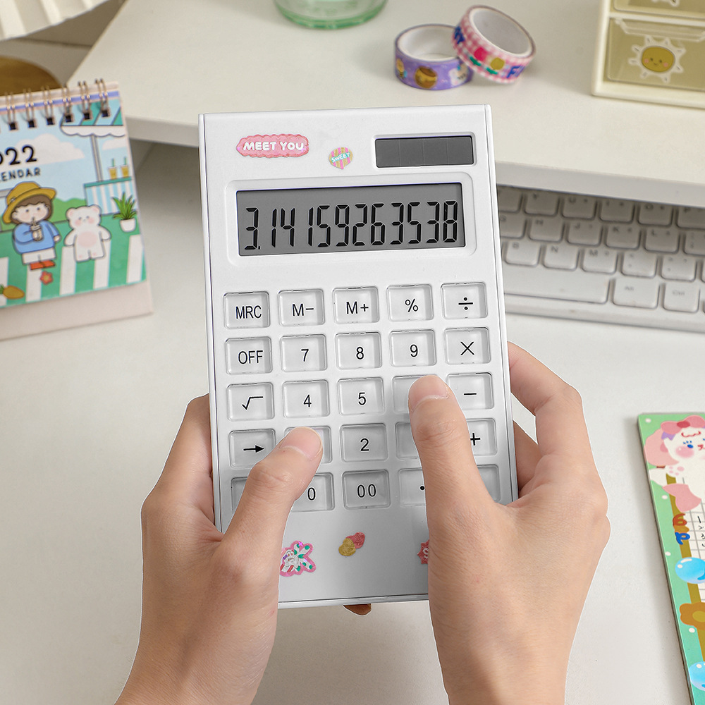 T简约12位/太阳能计算器/水晶按键双电产品图