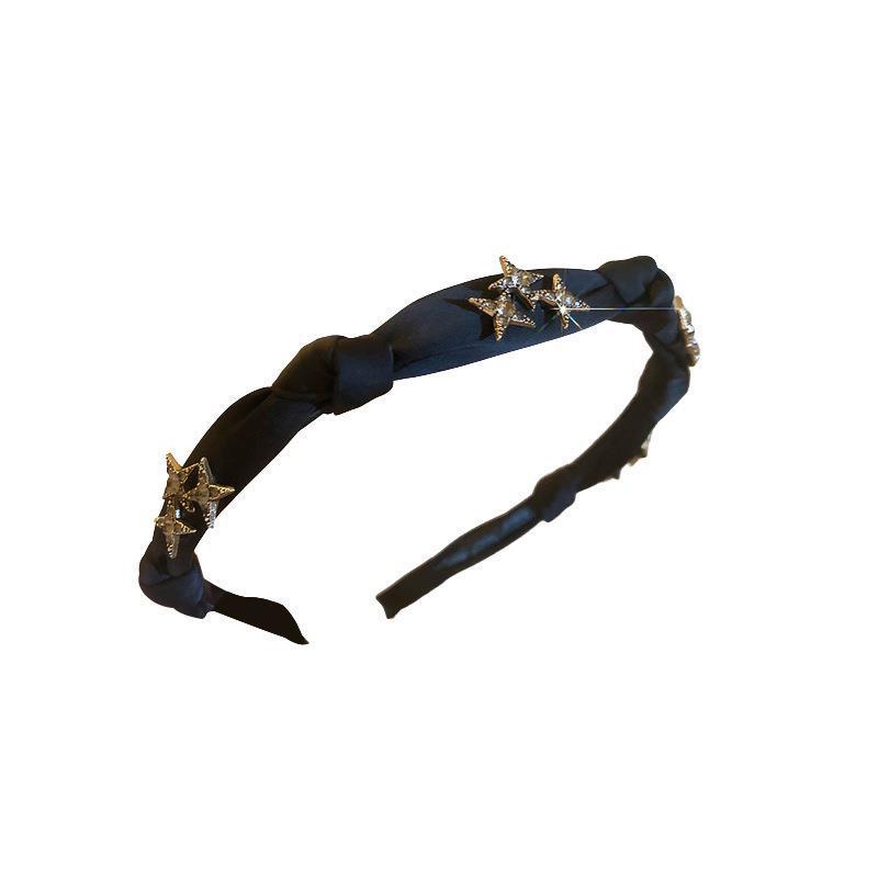 Black Pearl Pleated Headband Women 2024 New Summer High Head Top Face Pressure Hairpin Senior Sense Headband Hair Accessories Item Picture