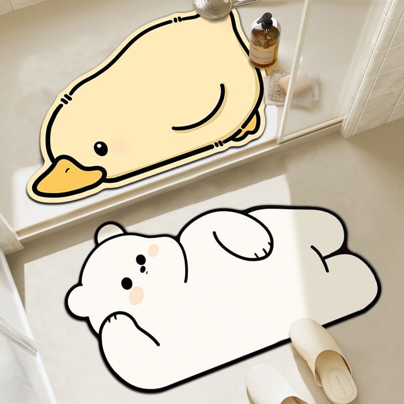 Cartoon household anti-slip quick-drying floor mat, bathroom water-absorbing diatom mud foot mat, bathroom dirt-resistant and easy-to-maintain floor mat Specification image