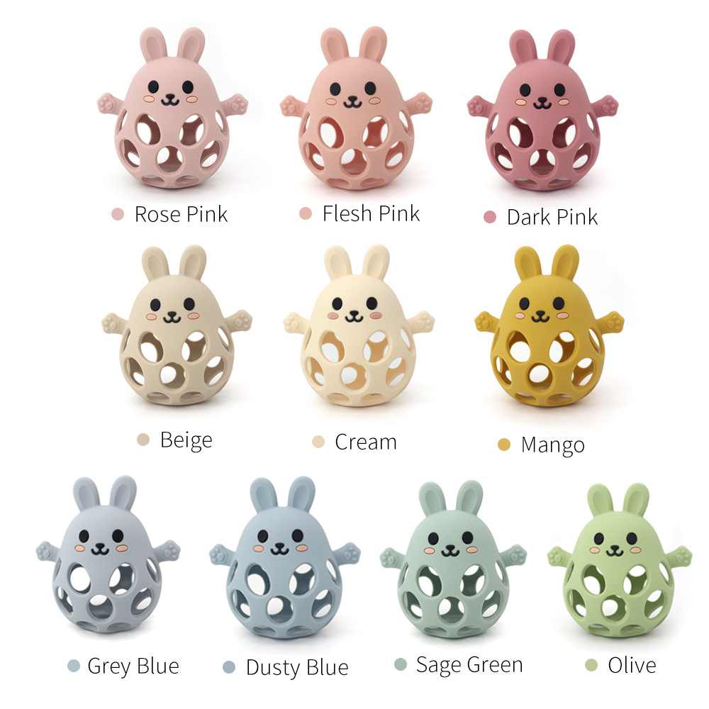 TEMU Xiyin's new products include rabbit baby teething sticks, baby teething sticks, silicone toys with biting glue, and Manhattan hand-held balls Specification drawing