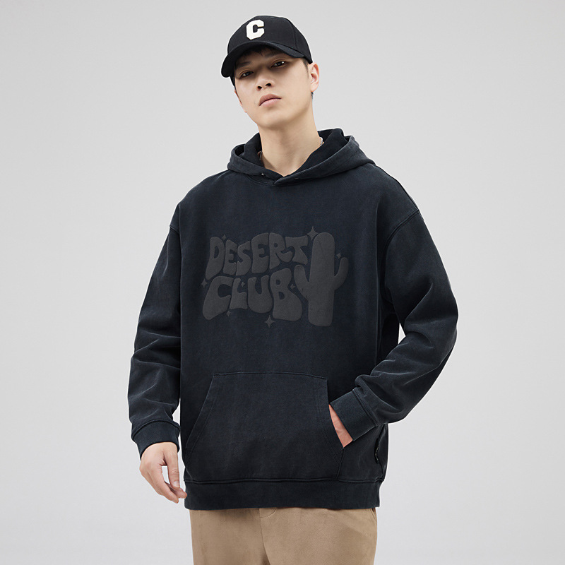 Men's hooded sweatshirt, heavyweight men's spring and autumn base layer shirt, American retro trendy brand men's coat, couple trendy men's hoodie Application Scenario